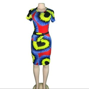 Blue Tye dye  mini dress with waist pack